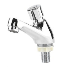 2026 Public Ktchen Bathroom Chrome Plated Self Closing Water Saving Time Delay Basin Sink Tap Faucet