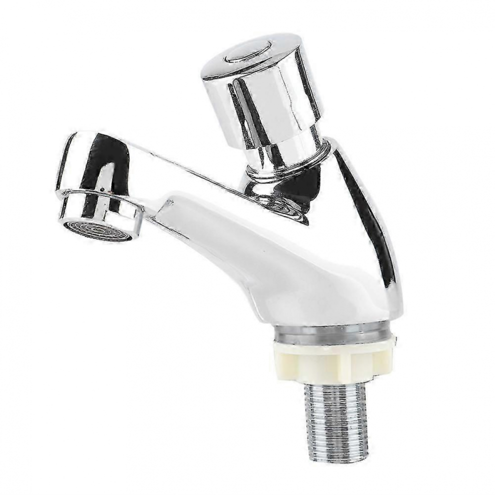 2026 Public Ktchen Bathroom Chrome Plated Self Closing Water Saving Time Delay Basin Sink Tap Faucet 5941716298624
