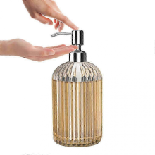 Distributeur de savon manuel grand format 532 ml (18 oz) en verre transparent, flacon de désinfectant pour les mains Db
