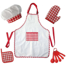 Kids Role-Playing Cooking Toddler Apron Red Cotton Mini Plush Doll Baking Tools For Children 1 Set