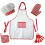 Grembiule da cucina per bambini, cotone rosso, con mini peluche, per giochi di ruolo, 1 set 1