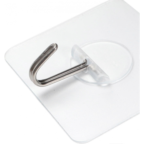 Self Adhesive Wall Hooks Heavy Duty Transparent Seamless Reusable Adhesive for Kitchen Bathroom 1