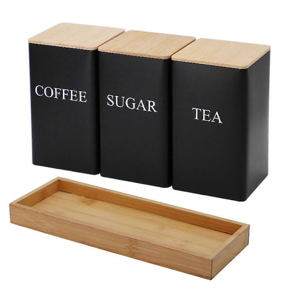 Kitchen Storage Box With Lid, Metal Tea Coffee Sugar Storage Jar, Countertop Food Container Box, Tea Jar Snack Jar Ablack 5008878147365