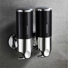 2-Kammer-Wand-Duschpumpenspender & Organizer für Shampoo, Seife, Spülung, Duschgel | Küchen- & Hotelbedarf (Schwarz, 2 Kammern)