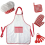 Grembiule da cucina per bambini, cotone rosso, con mini peluche, per giochi di ruolo, 1 set 4