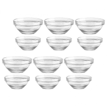 Transparent Glass Food Bowls for Storage Use 12Pcs Multi-Function Kitchen Bowls