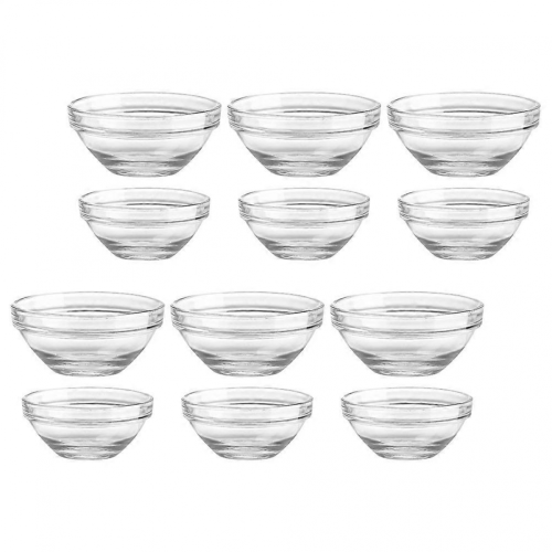 Transparent Glass Food Bowls for Storage Use 12Pcs Multi-Function Kitchen Bowls