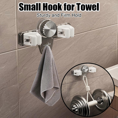 Wall Mounted Broom and Mop Holder with Adjustable Suction Cup Hooks for Bathroom Kitchen Garage 1