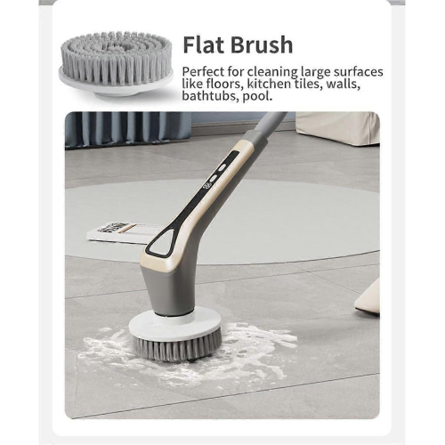 WhiteElectric Scrubber Shower Scrubber Ipx7 with 7 Replaceable Brush Heads and Adjustable Removable Extension Handle A 1