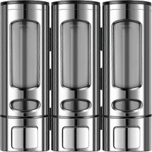 Distributeur de douche 3 en 1 argenté électroplaqué, sans perçage, pour shampoing, après-shampoing et gel douche