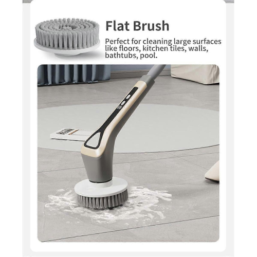 GrayElectric Scrubber Shower Scrubber Ipx7 with 7 Replaceable Brush Heads and Adjustable Removable Extension Handle B 1