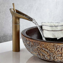2025 All Copper Retro Wash Basin With Fixed Waterfall Faucet, Above Counter Basin (high Antique)
