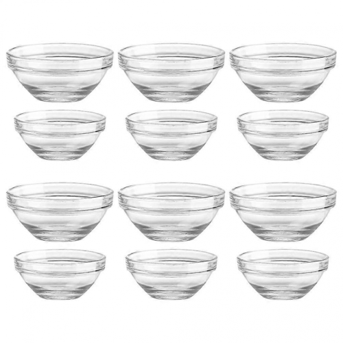Transparent Glass Food Bowls for Storage Use 12Pcs Multi-Function Kitchen Bowls 2