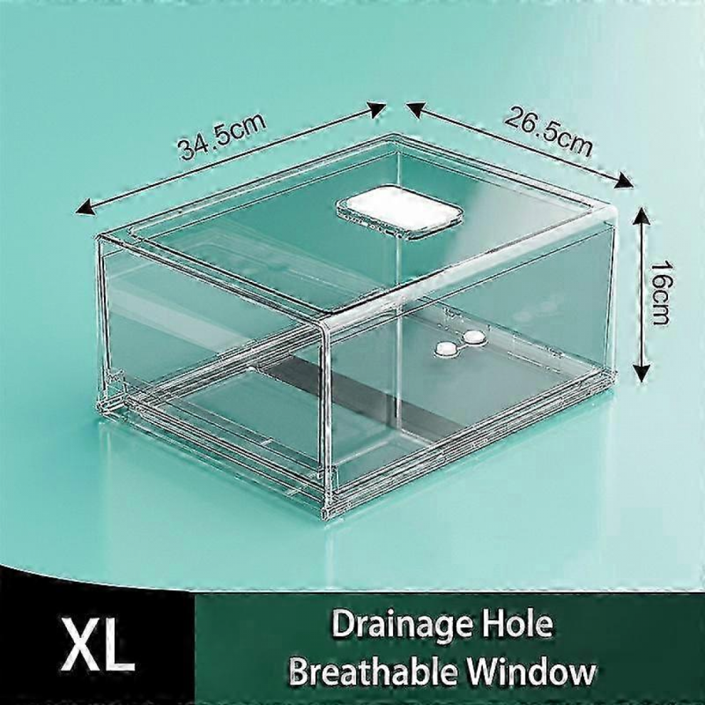 Transparentxl2026 Food Drawer Organizer For Kitchen Refrigerator Crisper Box Vegetable Fruit Storage Box Food Preservation Draining Basket 7771292229785