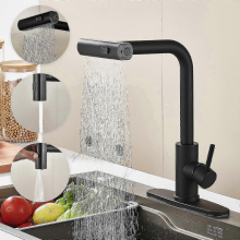 2026 Kitchen faucet with pull down sprayer, waterfall touch single hole stainless steel, commercial modern single handle kitchen sink faucet -GSL
