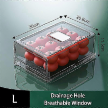 2025 Food Drawer Organizer for Kitchen Refrigerator Crisper Box Vegetable Fruit Storage Box Food Preservation Draining Baskettransparent