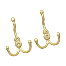 Brushed copper largePack of 2 Multipurpose Space Saving Double Hooks for Bathroom Kitchen Cabinet Clothes and Hats Hanger Multicolor
