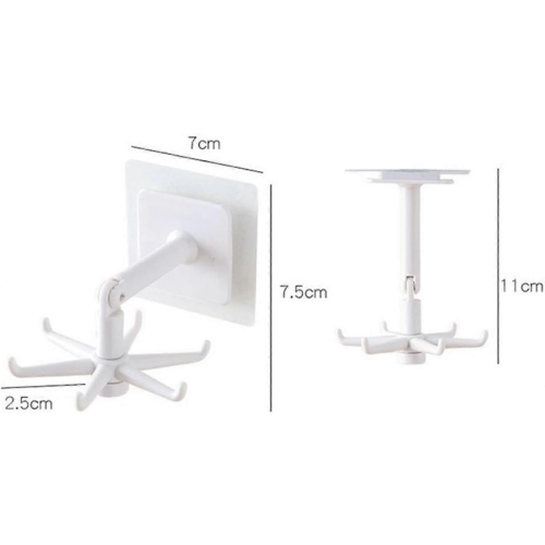 Rotating Kitchen Hooks with Strong SelfAdhesive Grip, 360 Degree Space Saving Utensil Holder White 1