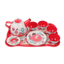 Kids Tea Set Tinplate Girls Play for Pretend Play 1Set Toy
