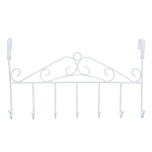 Crochets de porte avec 7 crochets robustes, étagère sans perçage pour salle de bain, chambre, cuisine (blanc).