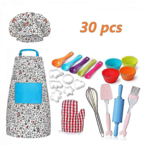 30Pcs/set Kids Baking Set Baking Tools Cooking Set Includes Kids Apron Chef Hat 2026 1