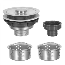 Kit de bonde d'évier en acier inoxydable 11x11x7,3 cm avec panier profond amovible et couvercle plat de rechange