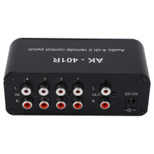 Audio Switch 1 In 4 Out DC 12V RCA Signal Selector with Remote Control