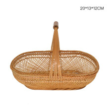 Picknickkorb aus Rattan für Treffen im Freien, Aufbewahrungskorb aus handgeflochtenem Bambus mit ergonomischem Griff, vielseitiger tragbarer