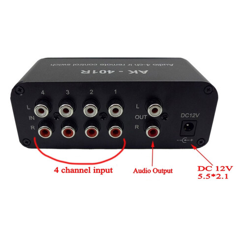 Audio Switch 1 In 4 Out DC 12V RCA Signal Selector with Remote Control 2