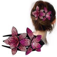 Acconciatura affascinante, fermaglio per capelli con strass lucidi, fermaglio decorativo per capelli con strass, fermaglio per capelli con doppio