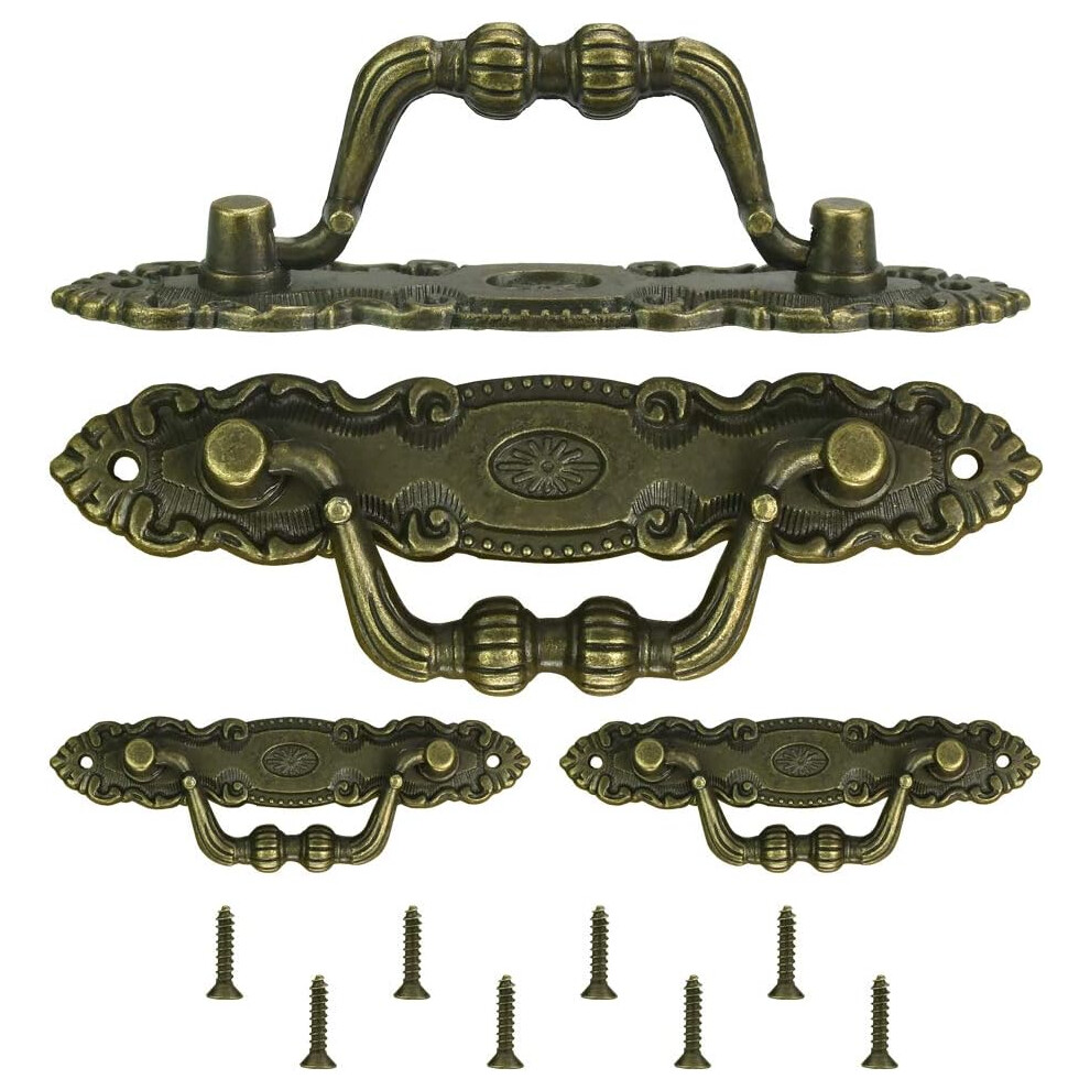 Vintage Decorative Handles For Dressers, Antique Drawer Pulls With Easy Installation, Comfortable Grip Zinc Alloy Cabinet Hardware Set (4 Pieces) 9004841669434