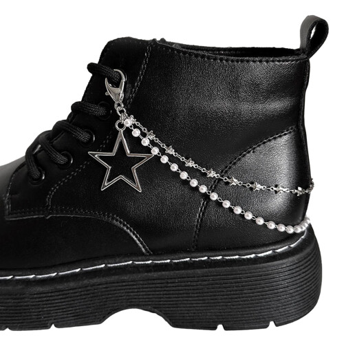 Doppelschichtige Schuhkette,-großer Stern Silberperle 1