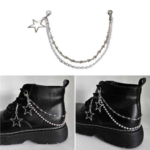Doppelschichtige Schuhkette,-großer Stern Silberperle 1 2