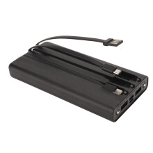 20000mAh Solar Power Bank with Dual USB & Flashlight - Portable Black