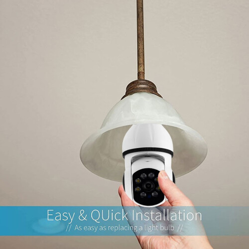 Wireless Wifi Bulb Camera with 355 Rotation & Night Vision E27 Base 2