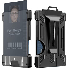 RFID Credit Card Holder with Cash Clip 6 Cards Black