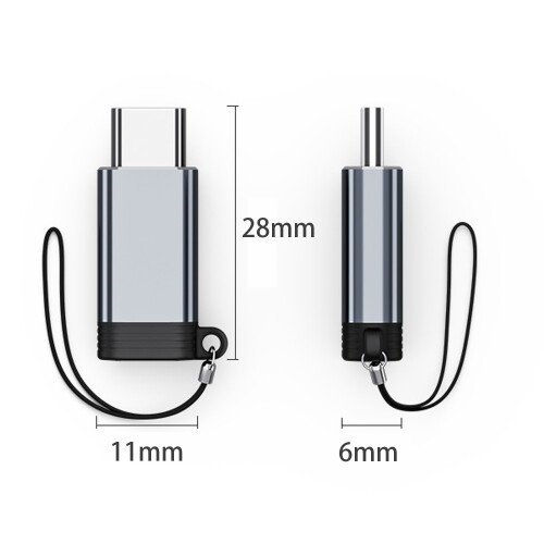 Adapter Lightning (weiblich) auf USB-C (männlich), kompatibel mit iPhone 15 Grey 1