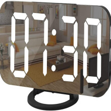 Digitaler Wecker mit Spiegelglas Schwarz