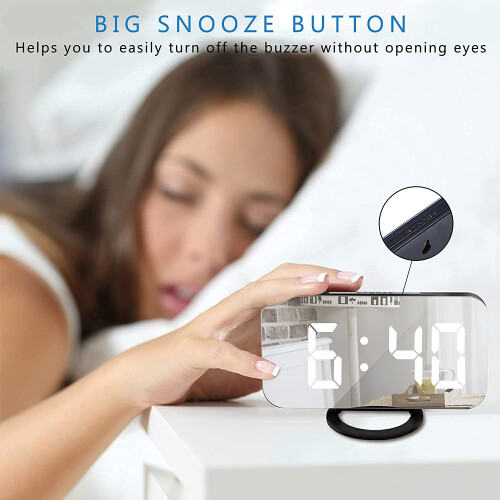 Digitaler Wecker mit Spiegelglas Schwarz 2