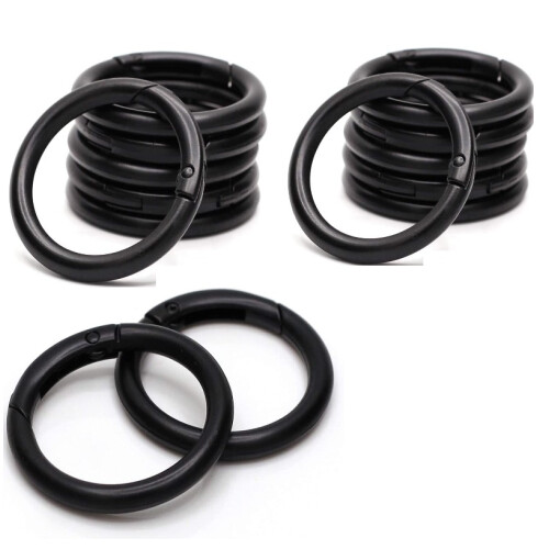 Rundkarabiner / öffnungsbare Ringe 15er-Pack Black