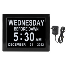 Large Screen Display Digital Calendar Alarm Clock With Customizable Alarms And Reliable Power Ideal For Elderly Crystal Clear View Auto Dimming