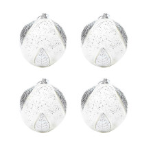 (As show, 8CM pink) Christmas Glittered Balls Ornaments Vintage for Tree Decoration, Xmas Decor Spherical Ornaments