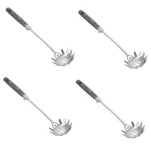 Spaghetti Spoon 4Piece Stainless Steel Pasta Server Noodle Strainer With Ergonomic Wood Handle Kitchen Utensil Set