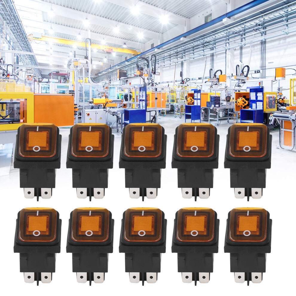 10Pcs 2-Position Rocker Toggle Switch 30A Ac 125V/250V Waterproof Ip55 7631371569396