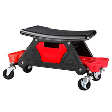 Swivel Padded Mechanic Stool With Under Seat Storage For Car Maintenance And Garage Work