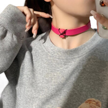 PU Leather Neckchain Imprison Bear Charm Necklace Unisex-Red
