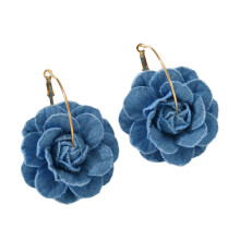 Camellia Flower Exaggerate Earrings Eye Catching Denims Ear-B