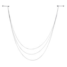 14G Stainless Steel Silver 3-layer Tassel Chain Nipple Ring Body Pierc