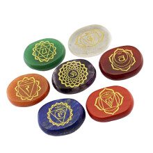 7pcs Engraved Reiki Energy Crystal Palm Stones
