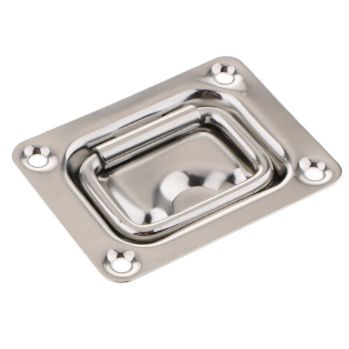 Flush Lift Ring / Hatch Pull Long Handle 76 x 57mm Polished Stainless 1